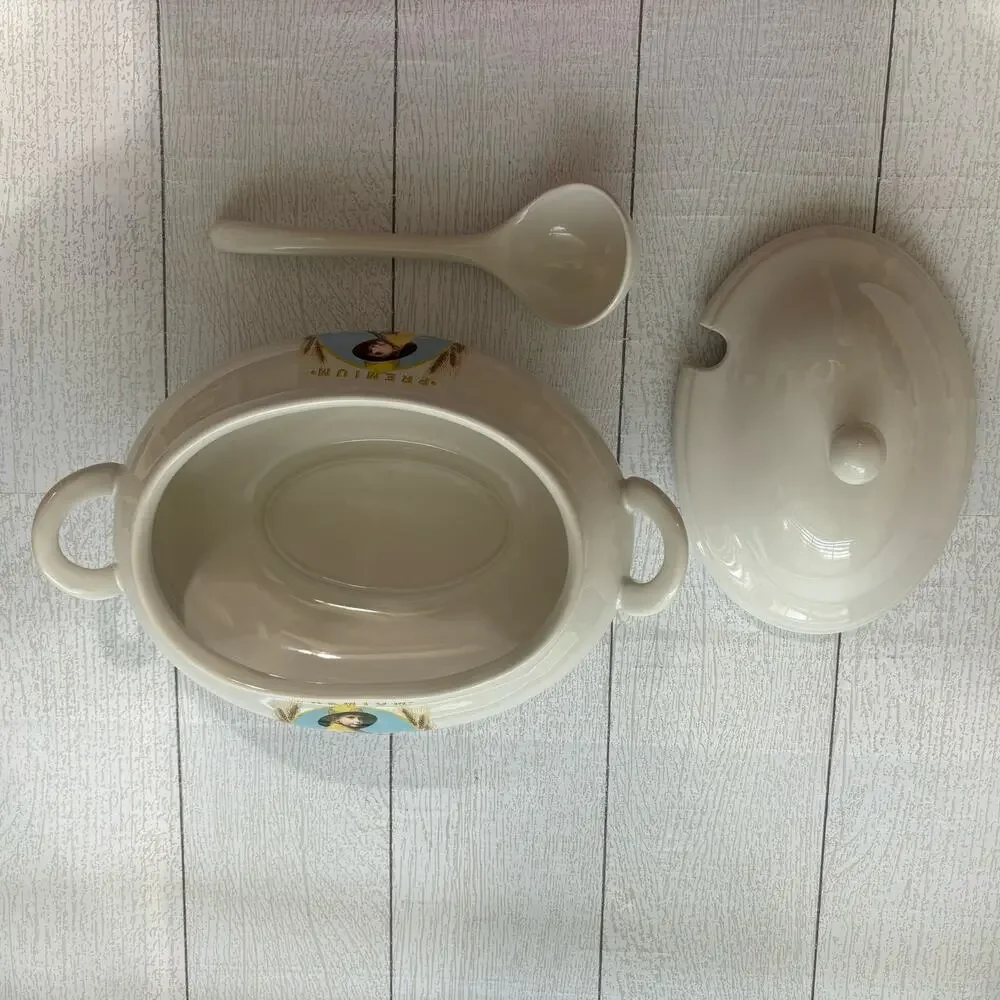 Vintage Nabisco Soup Tureen Salt Pepper Set Ceramic w/Ladle
